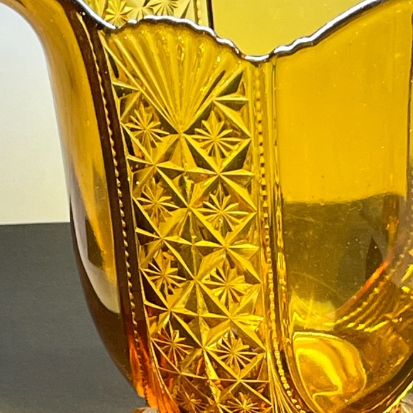 Antique EAPG Amber Water Pitcher Fan and Starburst Pattern Late 1800s Victorian - Picture 13 of 15